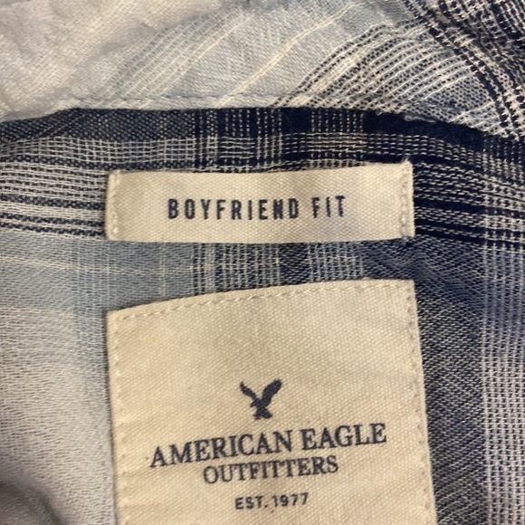 American Eagle Boyfriend Style Plaid Button Down Shirt - Picture 7 of 9